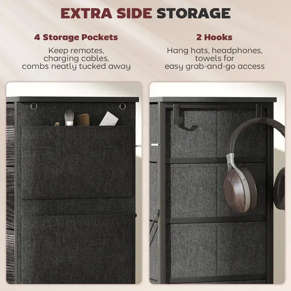 HOMCOM Chest of Ten Fabric Drawers - Black - 5