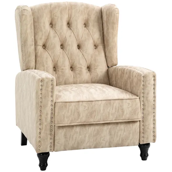 HOMCOM Chesterfield-Style Reclining Armchair - Beige - 1