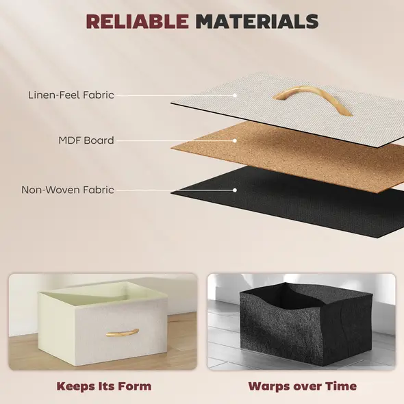 HOMCOM Chest of Four Fabric Drawers - Beige - 6