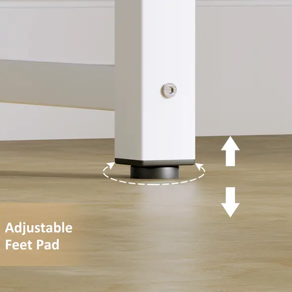 HOMCOM Computer Desk, Writing Table, 100 x 60 x 76cm Workstation for Home Office, Study with Metal Frame, Simple Assembly, White - 4