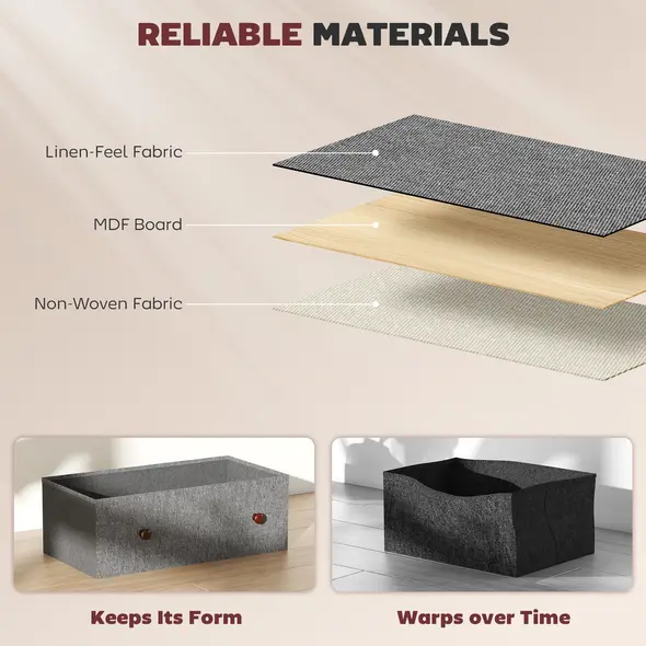 HOMCOM Chest of Drawers, Dresser with 4 Fabric Drawers - Grey and Rustic Brown - 5