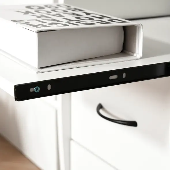 HOMCOM Computer Desk Office PC Table Workstation with Keyboard Tray, CPU Shelf, Drawers, Sliding Scanner Shelf, White - 8