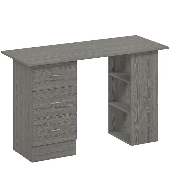 HOMCOM Computer Desk, Home Office Desk, Writing Table, PC Workstation with 3 Storage Shelves and 3 Drawers for Working, Study, 120 x 49 x 72 cm, Grey - 1
