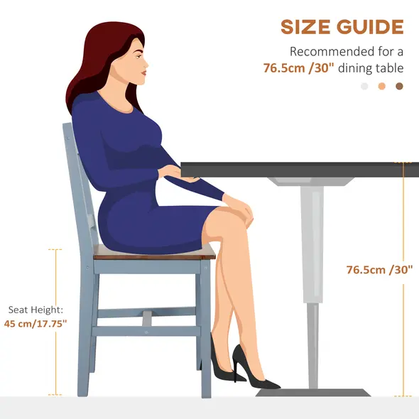 HOMCOM Dining Chairs Set of 2, Pine Wood Kitchen Chairs with Cross Back, Solid Structure for Living Room and Dining Room, Grey - 7