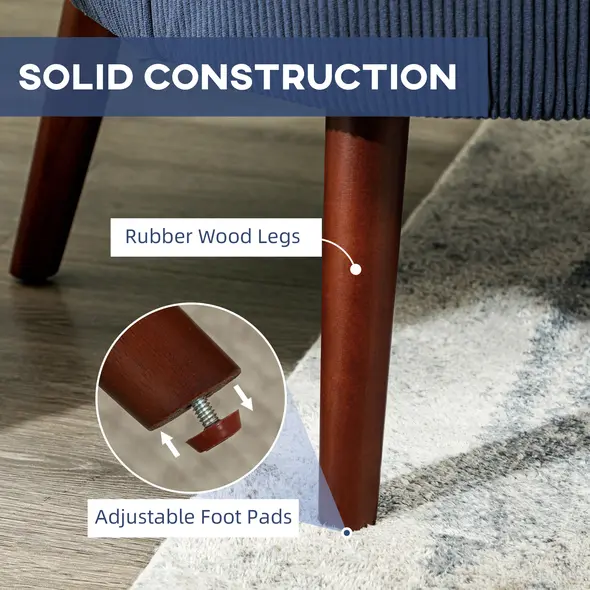 HOMCOM Corduroy Retro Accent Chair - Blue - 7