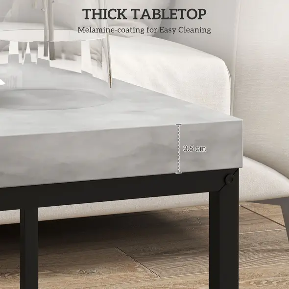 HOMCOM Coffee Table Set of 2, Nest of Tables with 3.5cm Thick Tabletop, Grey - 6