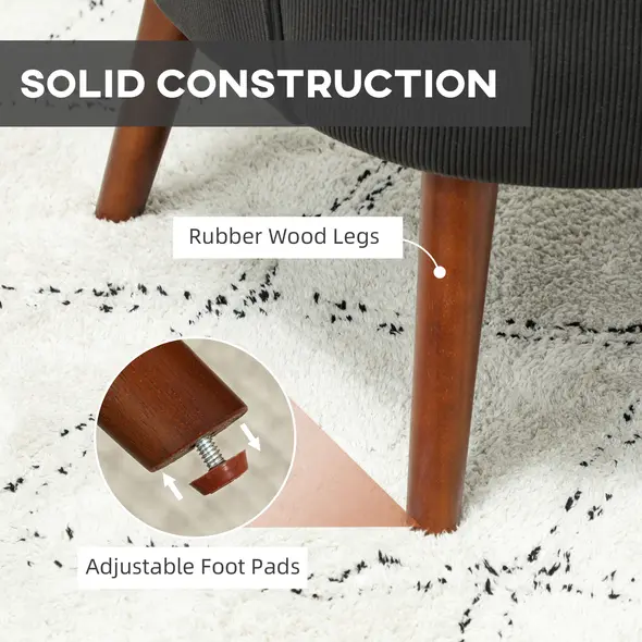 HOMCOM Corduroy Retro Accent Chair - Black - 7