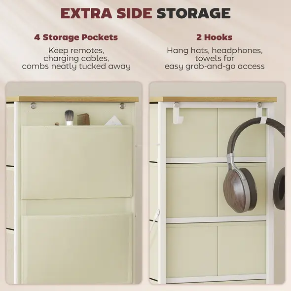 HOMCOM Chest of Ten Fabric Drawers - Beige - 5