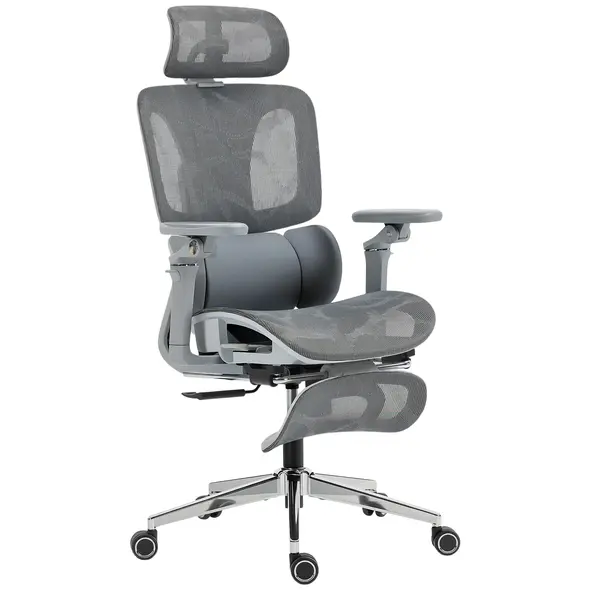 HOMCOM Ergonomic Office Chair, High Back Mesh Desk Chair, Grey - 1