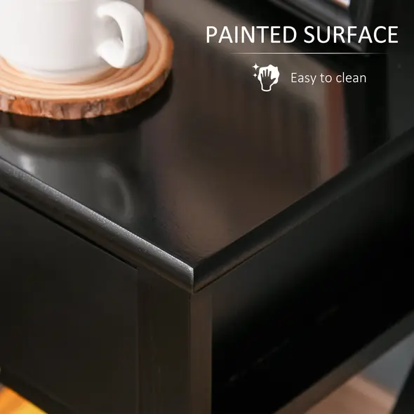 HOMCOM End Table, Sofa Side Table with Drawer X Bar Bottom Storage Shelf, Nightstand Bedside Table for Bedroom or Living Room Black - 6