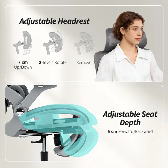 HOMCOM Ergonomic Office Chair, High Back Mesh Desk Chair, Grey - 6