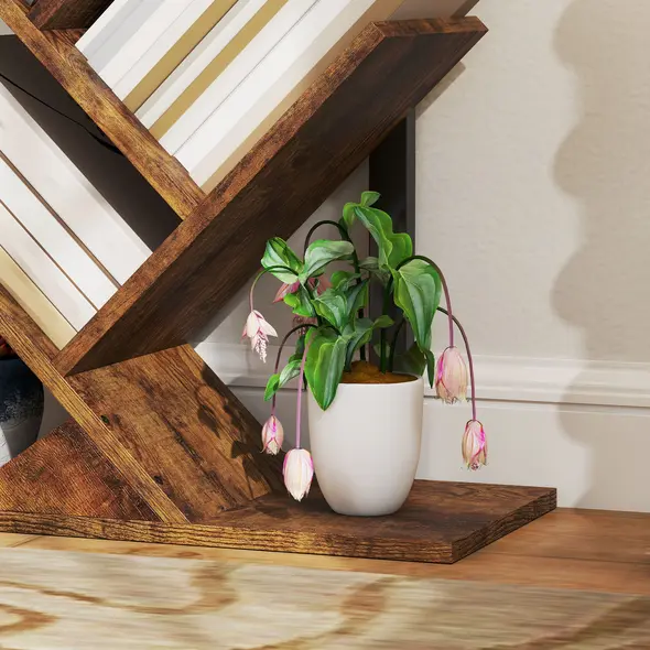 HOMCOM Eight-Section Tree Bookcase - Wood-Effect - 9