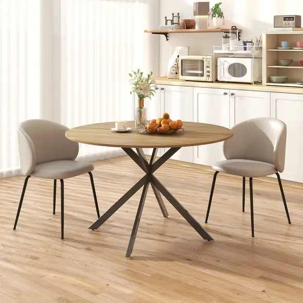 HOMCOM Dining Table for 4, 120 cm Industrial Kitchen Table with Wood Effect Tabletop and Steel Legs, Oak - 7