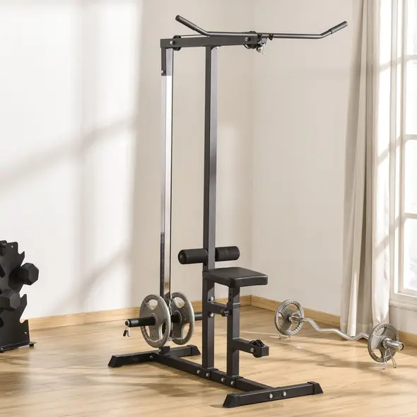 HOMCOM Exercise Pulley Machine Power Tower with Adjustable Seat Cable Positions - 7
