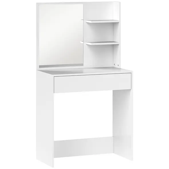 HOMCOM Dressing Table with Mirror and Storage - White - 1