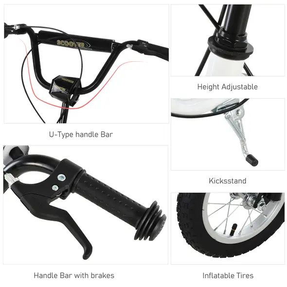 HOMCOM Dual Brakes 12" Metal frame Kick Scooter adjustable black - 7