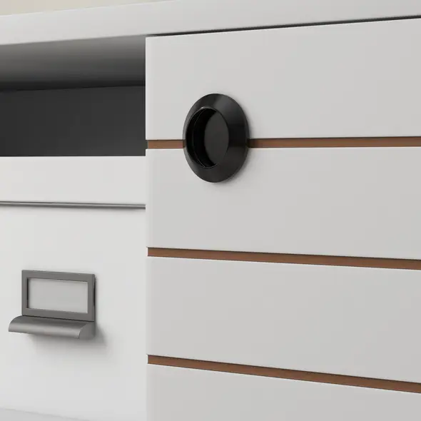 HOMCOM Duo Storage TV Unit, with Striped Door - White - 8