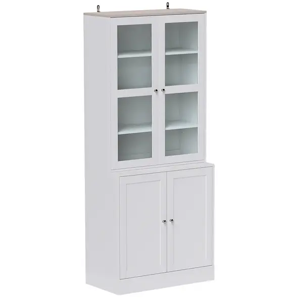 HOMCOM Double Storage Display Cabinet - White - 1