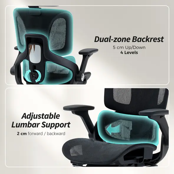 HOMCOM Ergonomic Office Chair, High Back Mesh Desk Chair, Black - 5