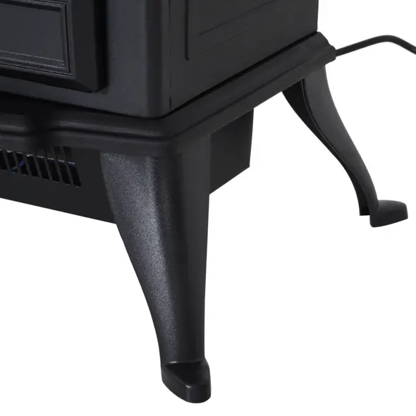 HOMCOM Electric Stove Heater with Realistic Flame Effect, 2000W Portable Indoor Freestanding Electric Fireplace with Adjustable Thermostat, Black - 8