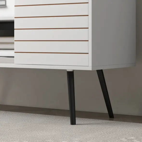 HOMCOM Duo Storage TV Unit, with Striped Door - White - 9