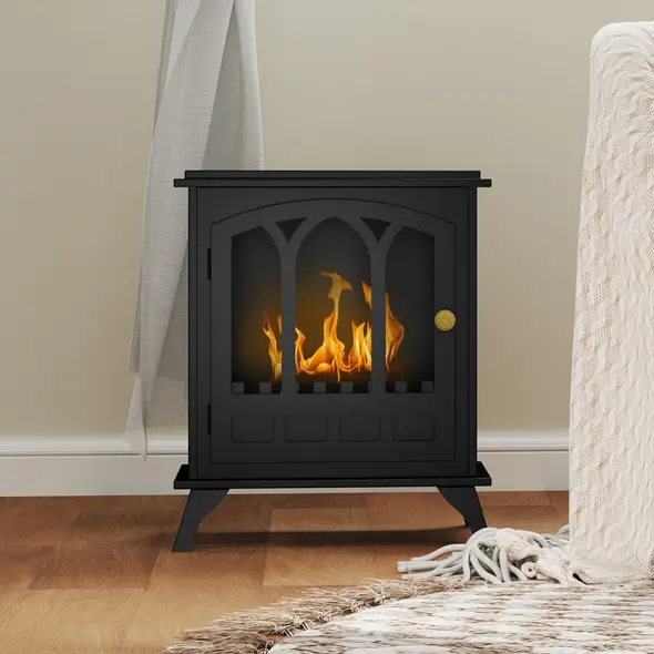 HOMCOM Ethanol Fireplace Stove, Freestanding Bioethanol Fire, Indoor Ethanol Burner with 0.9 Litres Volume, Burns for Up to 3.3 Hours, 21 Inch, Black - 6