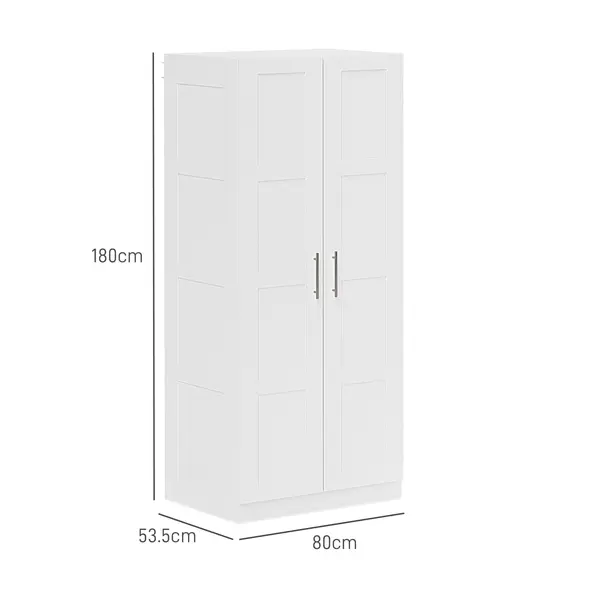 HOMCOM Double Paneled Door Wardrobe, with Shelves - White - 3