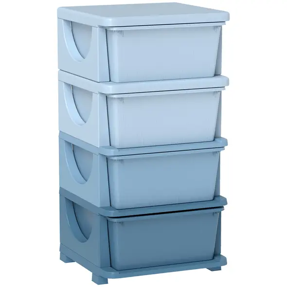 HOMCOM Four-Tier Kids Storage Boxes, with Four Drawers - Blue - 1