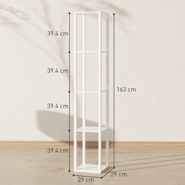 HOMCOM Floor Lamp with Shelves and 3 Brightness Levels - White - 3