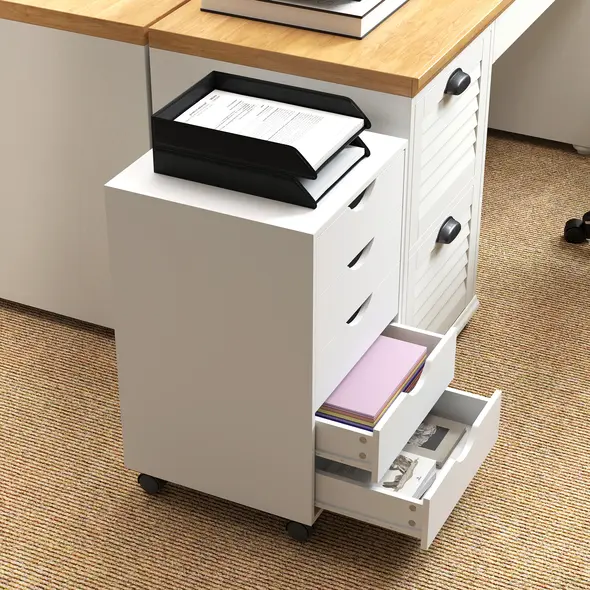 HOMCOM Five-Drawer Filing Cabinet - White - 8