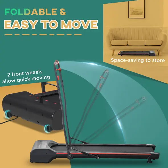 HOMCOM Foldable Walking Machine Treadmill 1-6km/h with LED Display & Remote Control Exercise Fitness for Home Office - 4