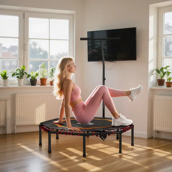 HOMCOM Fitness Trampoline, Bouncer with Adjustable Handle, Max Load 150 kg - 9