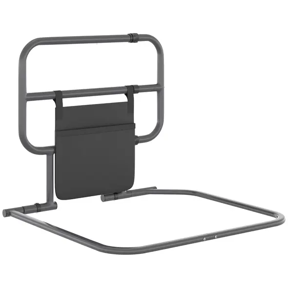 HOMCOM Folding Bed Rail for Elderly Adults, Bed Assist Rail with Storage Pocket for Disabled, Pregnant, Black - 1