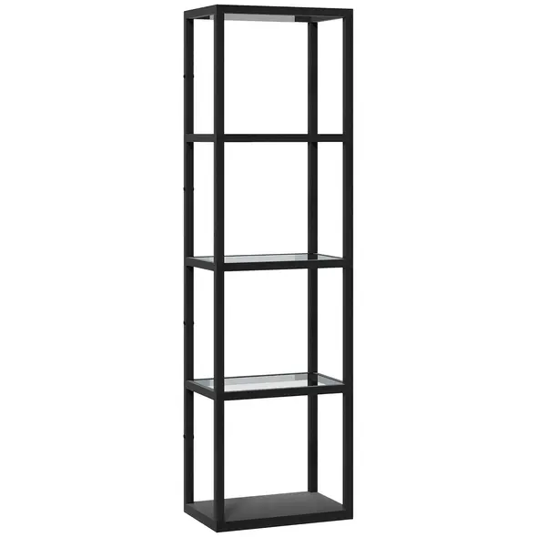 HOMCOM Four-Shelf Floor Lamp - Black - 1