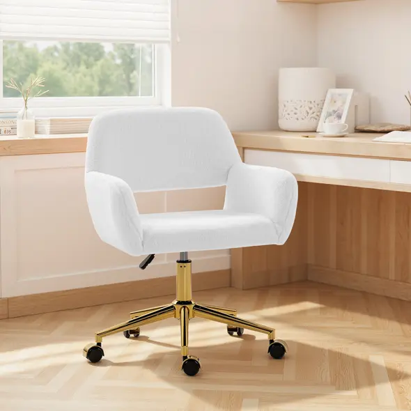 HOMCOM Faux Fur Rabbit Chair - Cream White - 9