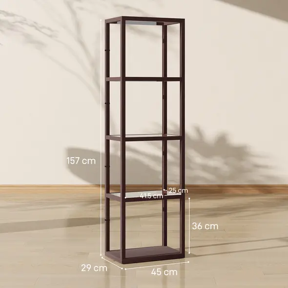 HOMCOM Four-Shelf Floor Lamp - Dark Brown - 3