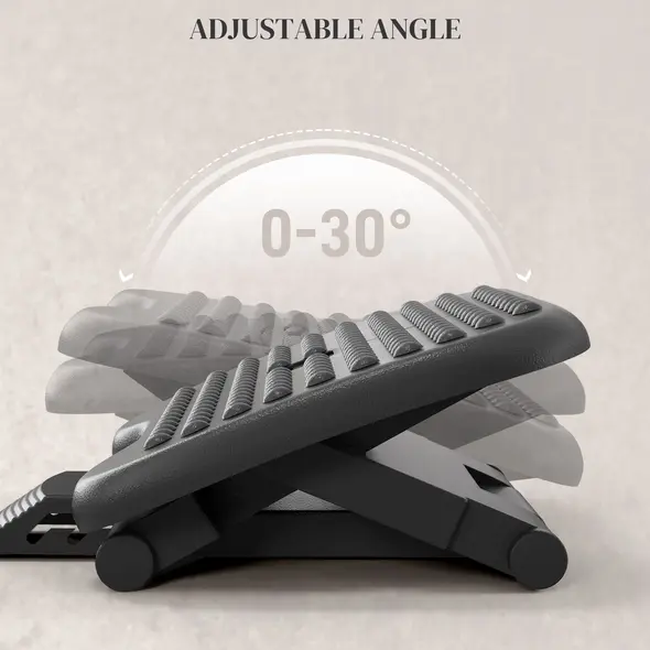 HOMCOM Footrest Adjustable Height & Angle Tilting Platform Home Office Foot Rest Black - 6