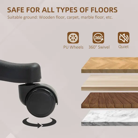 HOMCOM Faux Leather Office Chair - Charcoal Grey - 6