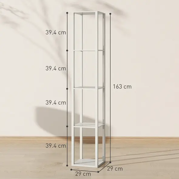 HOMCOM Floor Lamp with Shelves and 3 Brightness Levels - Oak - 3
