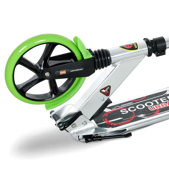 HOMCOM Folding Kick Scooter, Adjustable Ride On Scooter with 200mm Big Wheels and Double Shock Absorption, Urban Scooter for 14+ Teens Adult, Green - 9