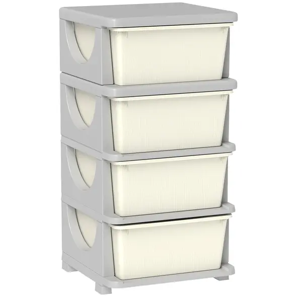 HOMCOM Four-Tier Kids Storage Boxes, with Four Drawers - White - 1