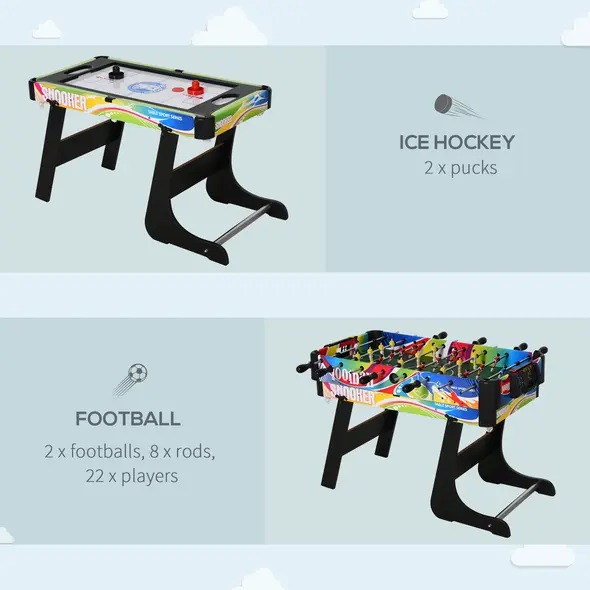 HOMCOM Folding Multi Gaming Table 4 in 1 Hockey, Football Table, Table Tennis, Billiards For Play Fun - 6