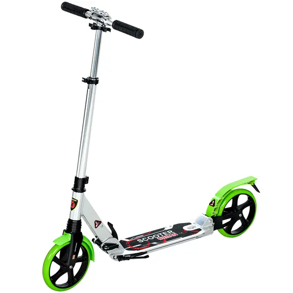 HOMCOM Folding Kick Scooter, Adjustable Ride On Scooter with 200mm Big Wheels and Double Shock Absorption, Urban Scooter for 14+ Teens Adult, Green - 1