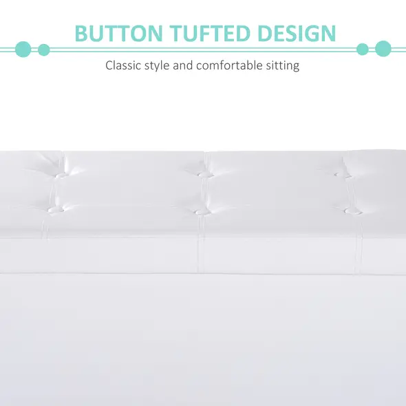 HOMCOM Folding Faux Leather Storage Cube Ottoman Bench Seat PU Rectangular Footrest Stool Box (Cream White) - 4