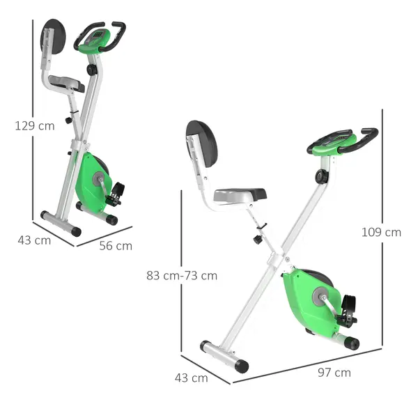HOMCOM Folding Exercise Bike, Fitness Bicycle Indoor Trainer, 8-Level Magnetic Resistance Adjustable, with LCD Monitor, Pulse Sensor, Green - 3