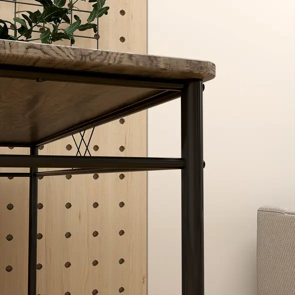 HOMCOM Five-Piece Minimal Dining Set - Oak-Effect/Black - 9