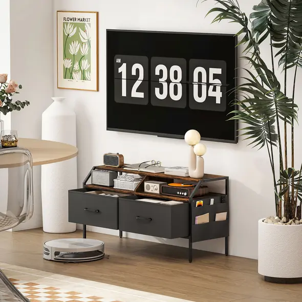 HOMCOM Industrial-Style TV Stand Cabinet - Brown - 8