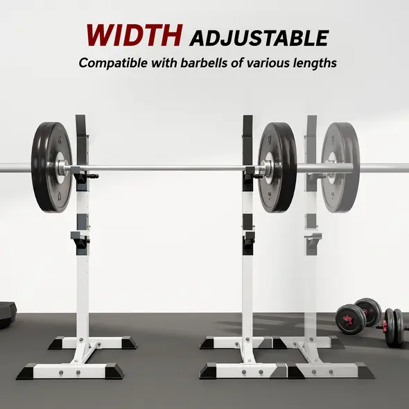 HOMCOM Heavy Duty Weight Bar Barbell Squat Stand Barbell Rack Spotter, for Home, Gym - Black - 6