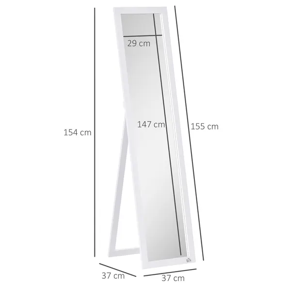 HOMCOM Full Length Mirror for Bedroom, Free Standing Dressing Mirror, Wall Mirror for Living Room, 37 x 154 cm, White - 3