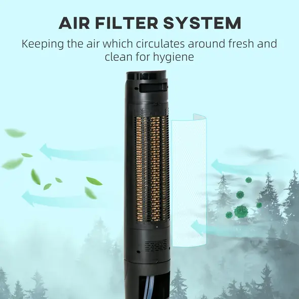 HOMCOM Ice Cooling Tower Fan, Water Conditioner Evaporative Air Cooler Unit with 4 Modes, 3 Speed, Remote Control, Timer, Oscillating for Home Bedroom, Black - 9